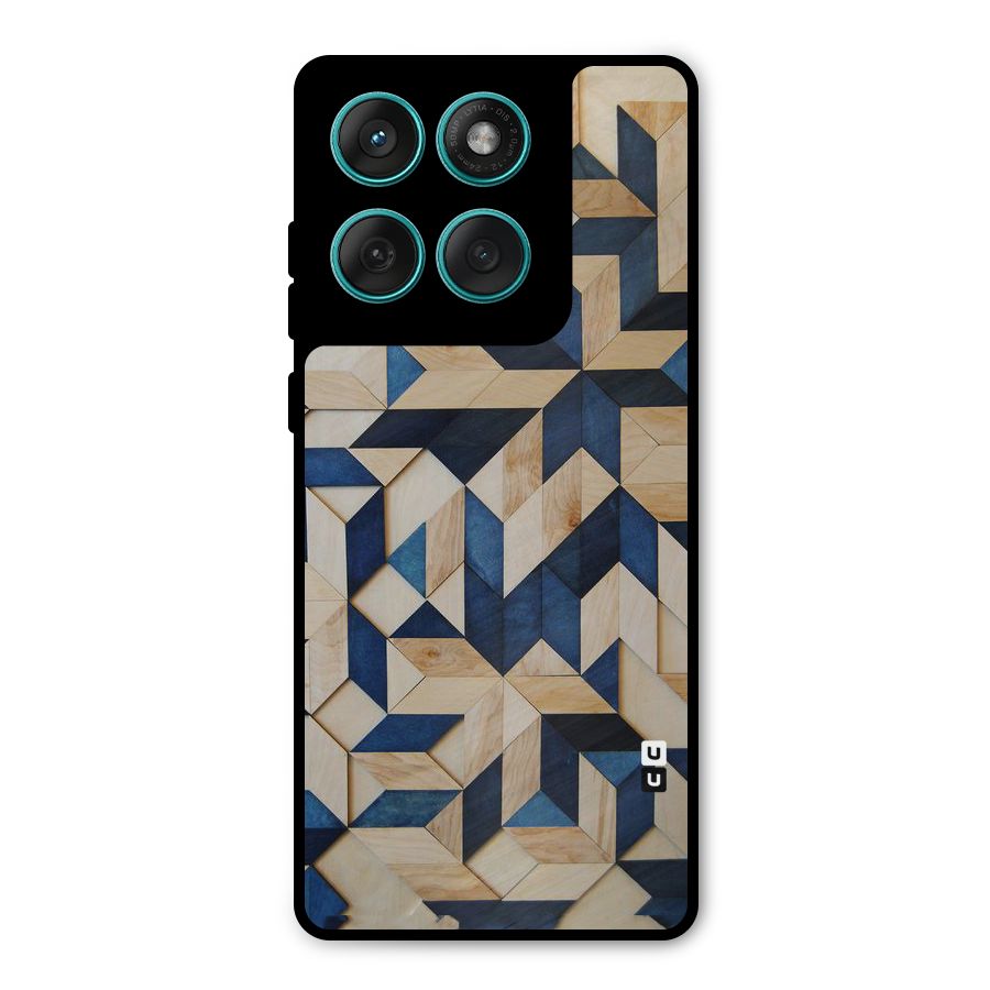 Disorted Wood Blue Metal Back Case for Motorola Edge 60