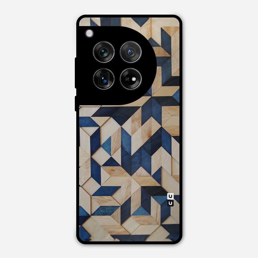 Disorted Wood Blue Metal Back Case for OnePlus 12