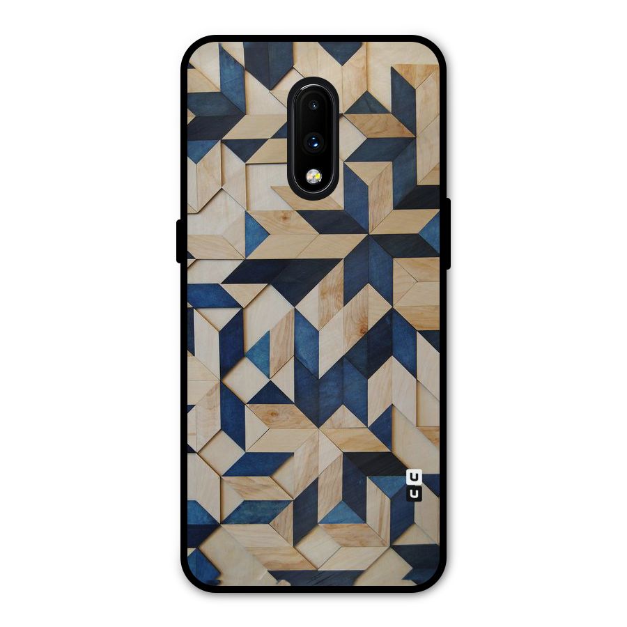 Disorted Wood Blue Metal Back Case for OnePlus 7