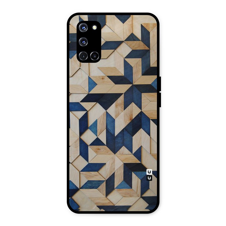 Disorted Wood Blue Metal Back Case for Oppo A52