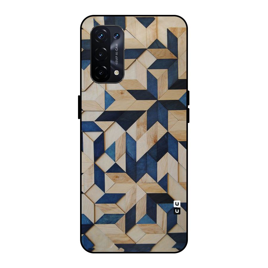 Disorted Wood Blue Metal Back Case for Oppo A74 5G