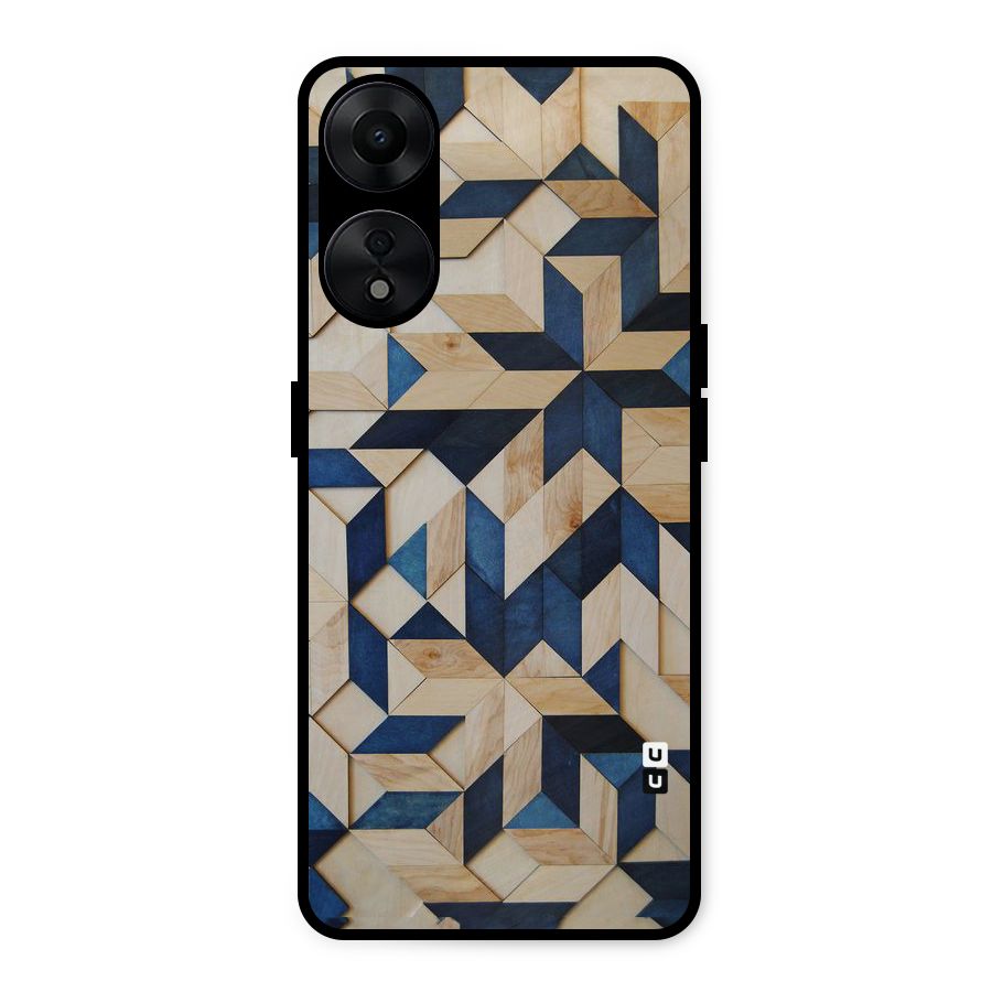 Disorted Wood Blue Metal Back Case for Oppo A78 5G
