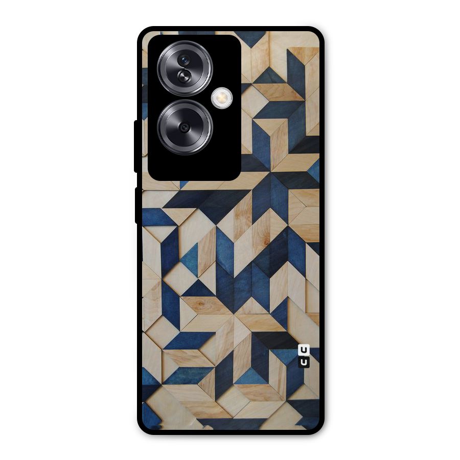 Disorted Wood Blue Metal Back Case for Oppo A79 5G