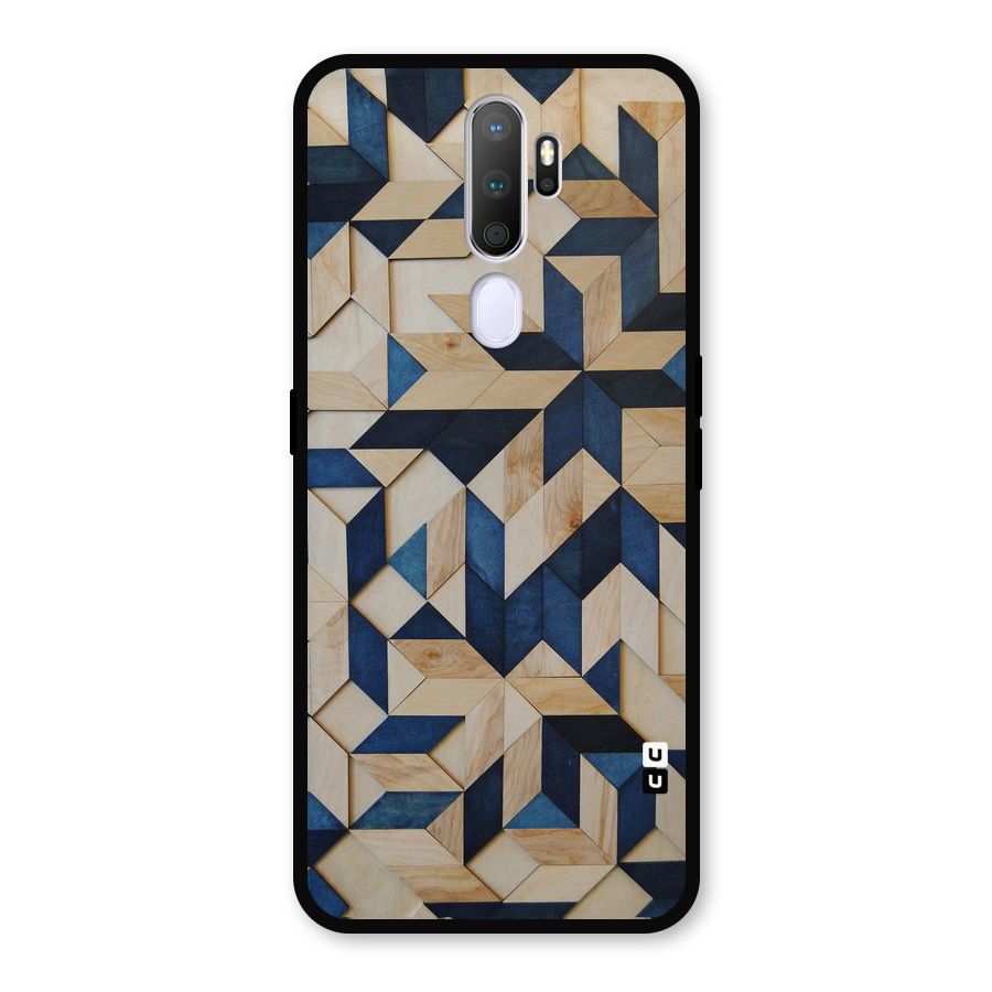 Disorted Wood Blue Metal Back Case for Oppo A9 (2020)