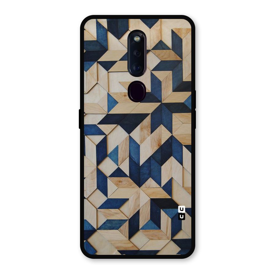 Disorted Wood Blue Metal Back Case for Oppo F11 Pro