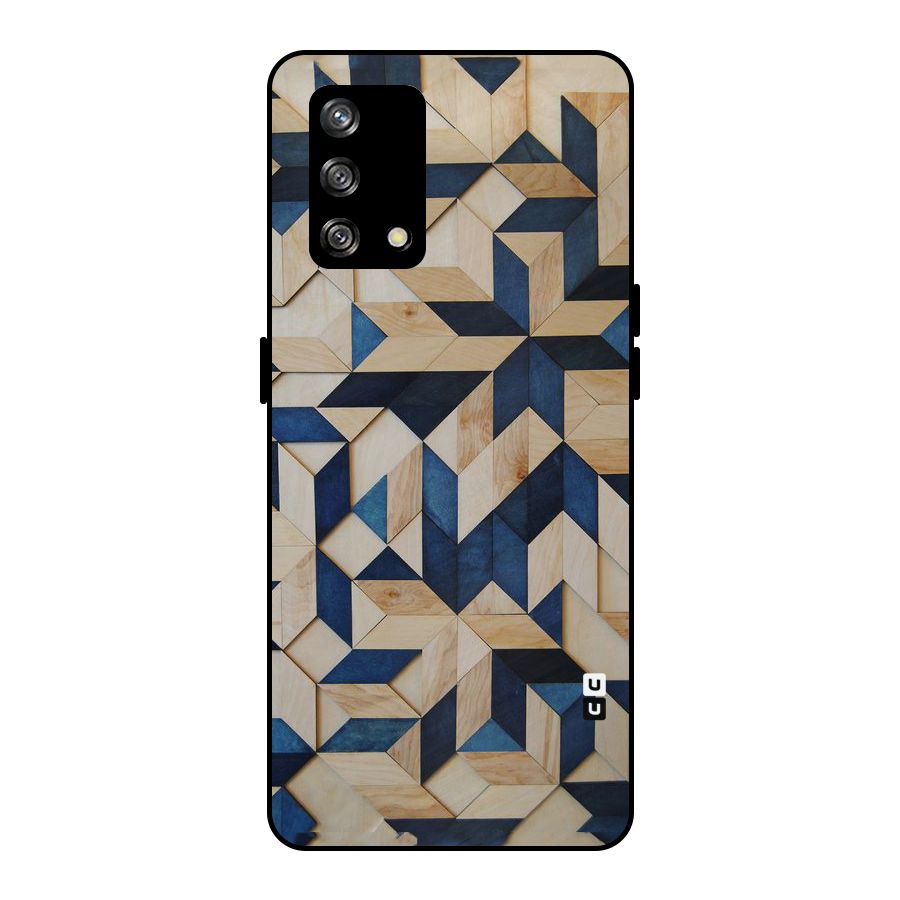 Disorted Wood Blue Metal Back Case for Oppo F19