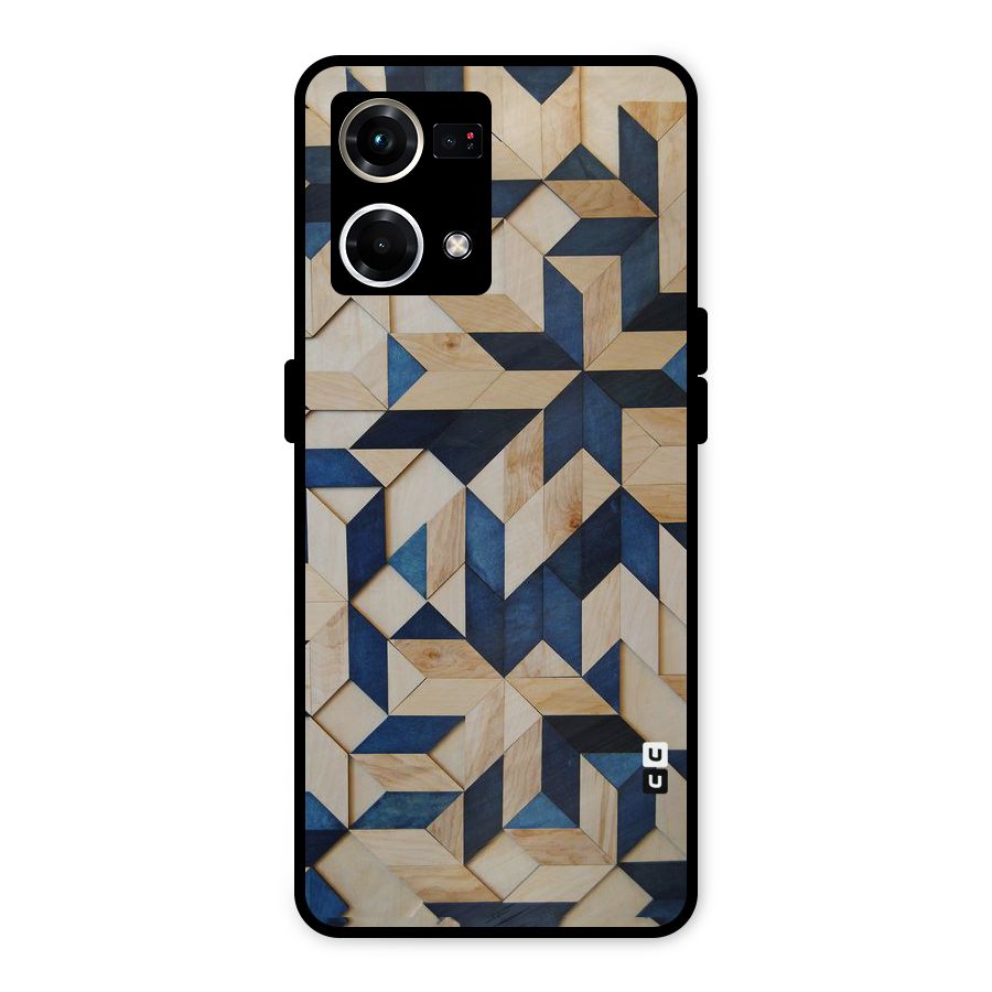 Disorted Wood Blue Metal Back Case for Oppo F21 Pro 4G