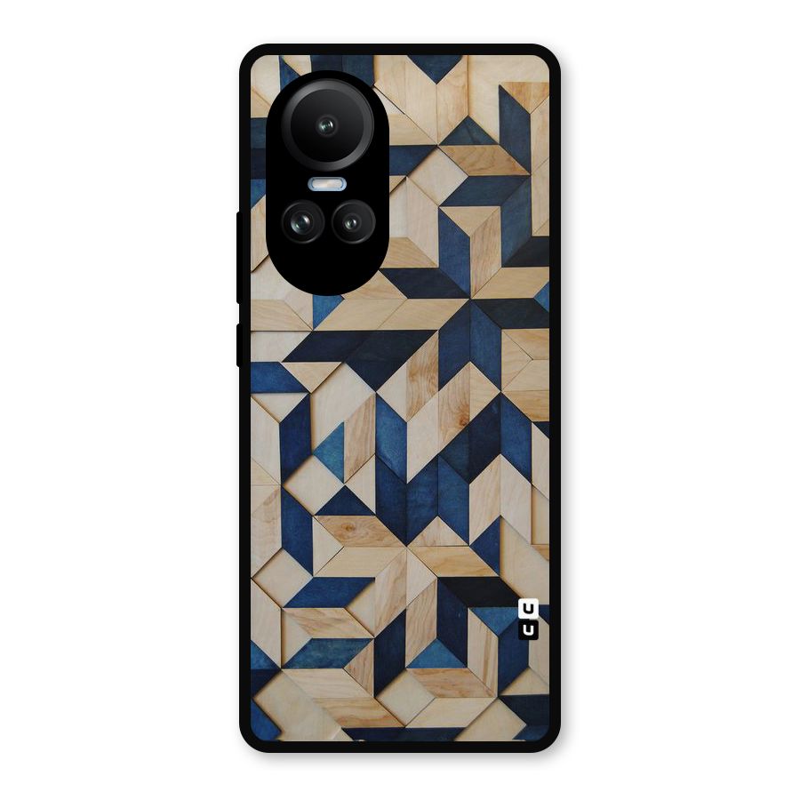 Disorted Wood Blue Metal Back Case for Oppo Reno10 Pro