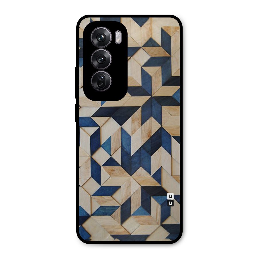Disorted Wood Blue Metal Back Case for Oppo Reno12 Pro