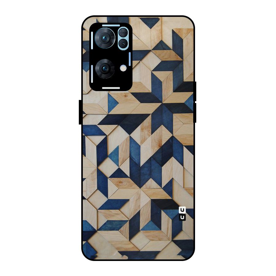 Disorted Wood Blue Metal Back Case for Oppo Reno7 Pro 5G