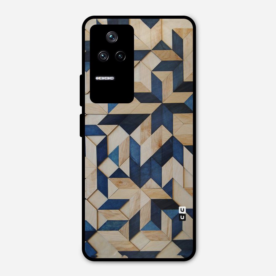 Disorted Wood Blue Metal Back Case for Poco F4 5G