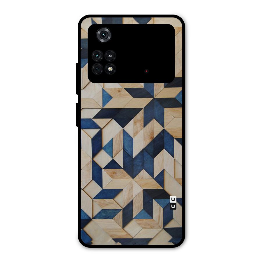 Disorted Wood Blue Metal Back Case for Poco M4 Pro 4G