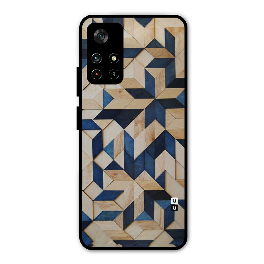 Disorted Wood Blue Metal Back Case for Poco M4 Pro 5G