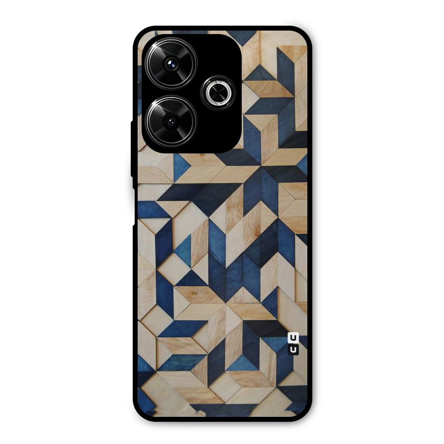 Disorted Wood Blue Metal Back Case for Poco M6 Plus