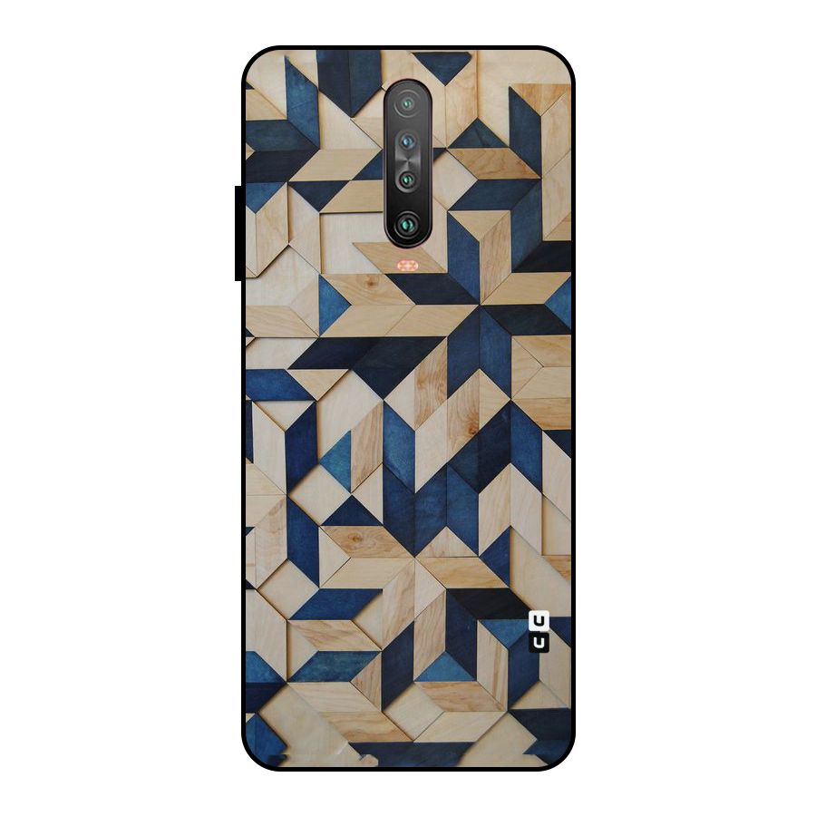 Disorted Wood Blue Metal Back Case for Poco X2