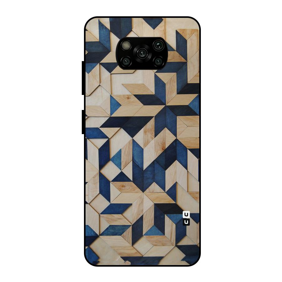Disorted Wood Blue Metal Back Case for Poco X3