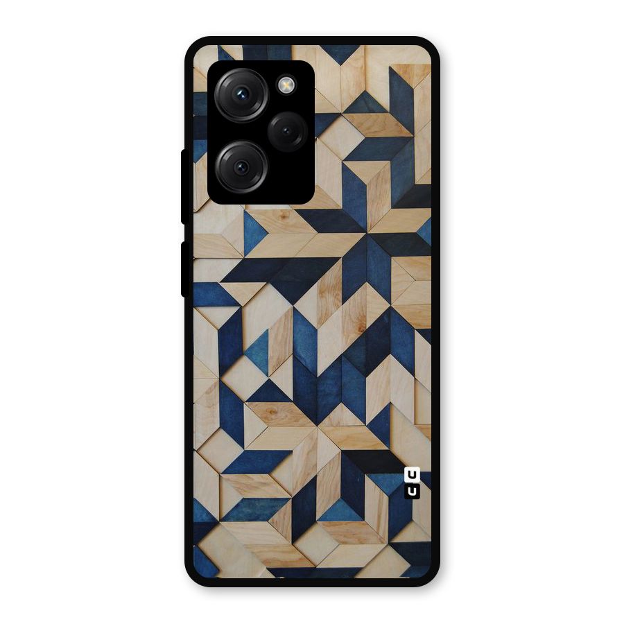 Disorted Wood Blue Metal Back Case for Poco X5 Pro
