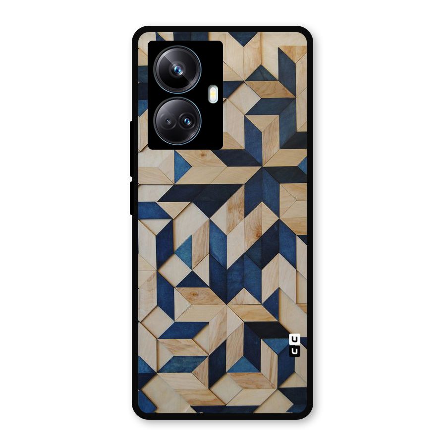 Disorted Wood Blue Metal Back Case for Realme 10 Pro Plus