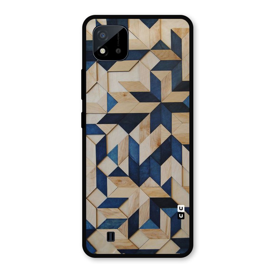Disorted Wood Blue Metal Back Case for Realme C11 2021