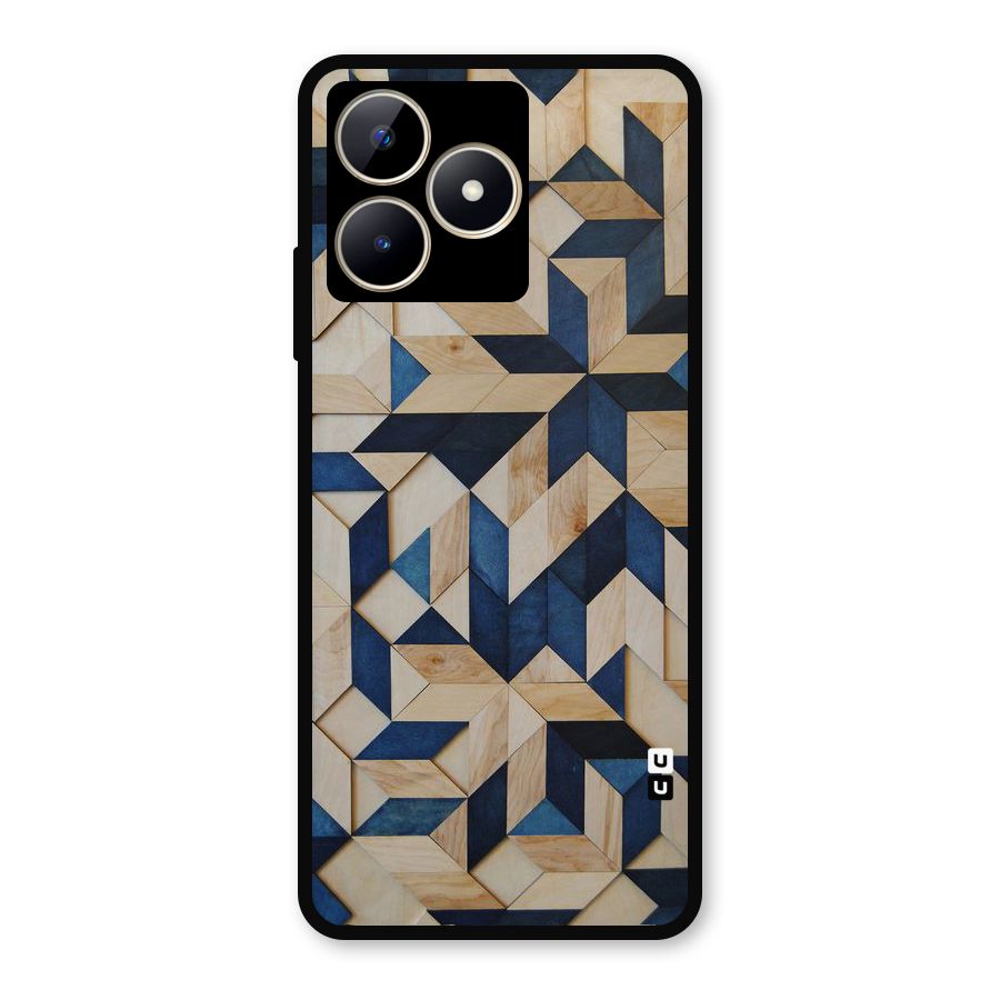 Disorted Wood Blue Metal Back Case for Realme C53