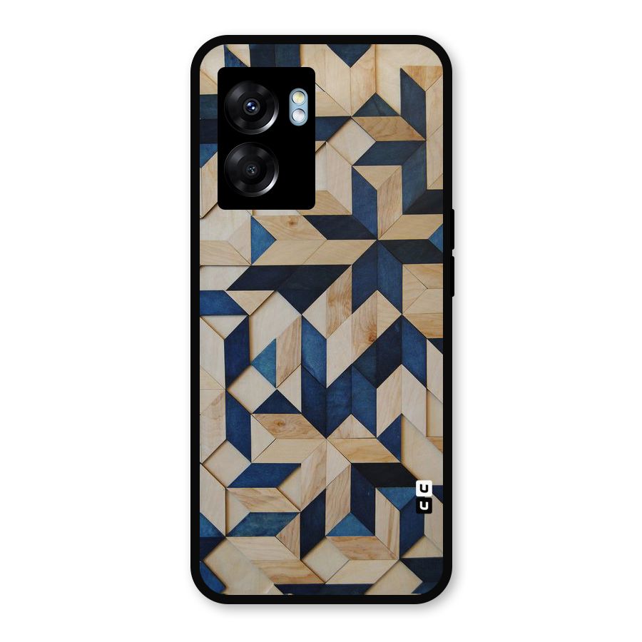 Disorted Wood Blue Metal Back Case for Realme Narzo 50 5G