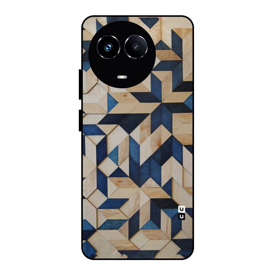 Disorted Wood Blue Metal Back Case for Realme Narzo 60X