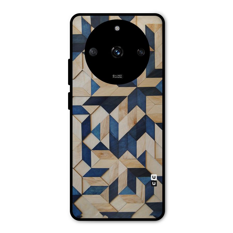 Disorted Wood Blue Metal Back Case for Realme Narzo 60 5G