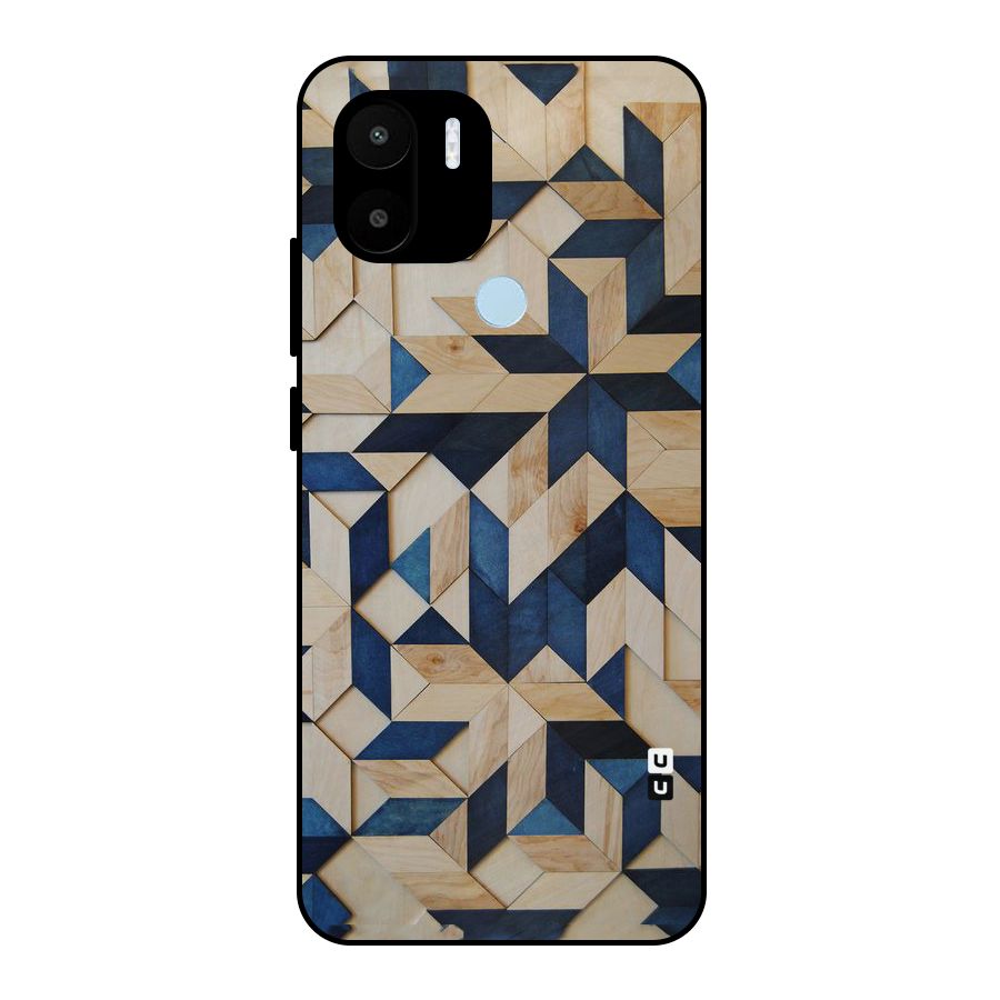 Disorted Wood Blue Metal Back Case for Redmi A2+