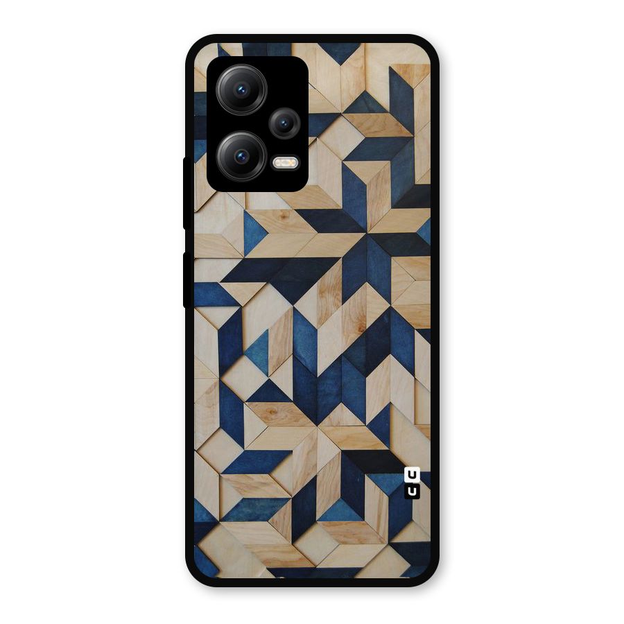 Disorted Wood Blue Metal Back Case for Redmi Note 12 5G