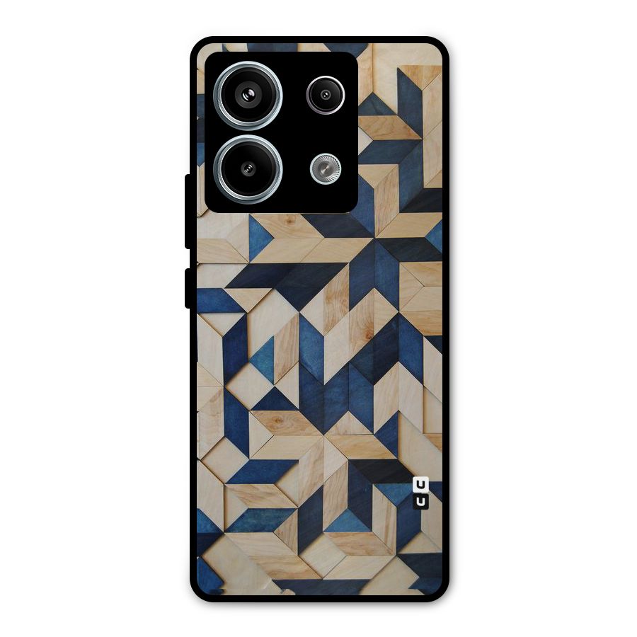 Disorted Wood Blue Metal Back Case for Redmi Note 13 Pro 5G