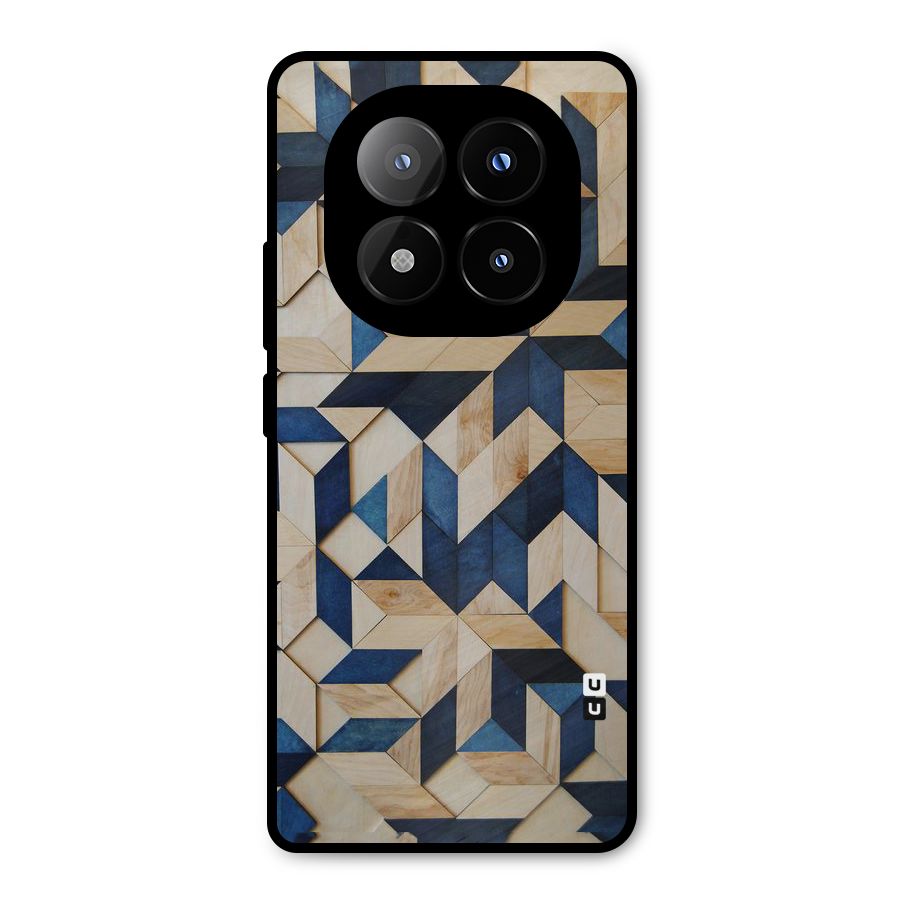 Disorted Wood Blue Metal Back Case for Redmi Note 14 Pro Plus 5G