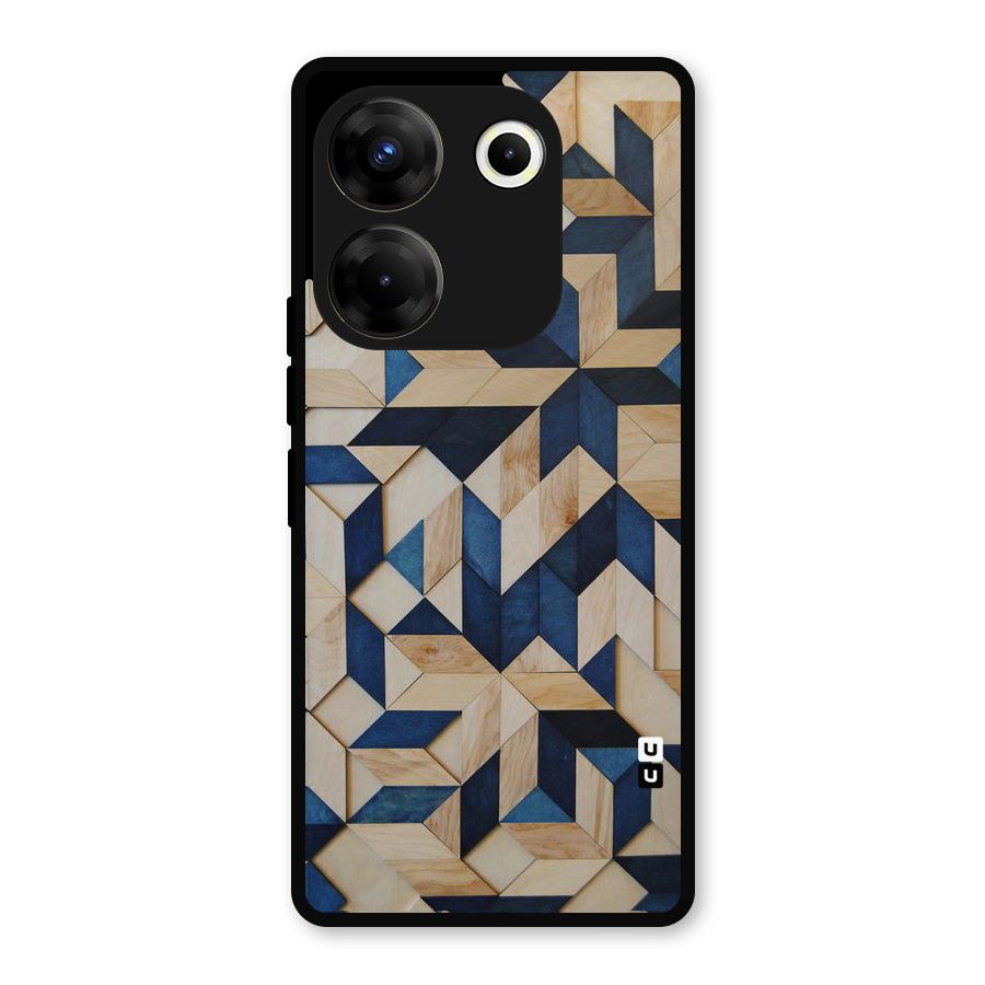 Disorted Wood Blue Metal Back Case for Tecno Camon 20