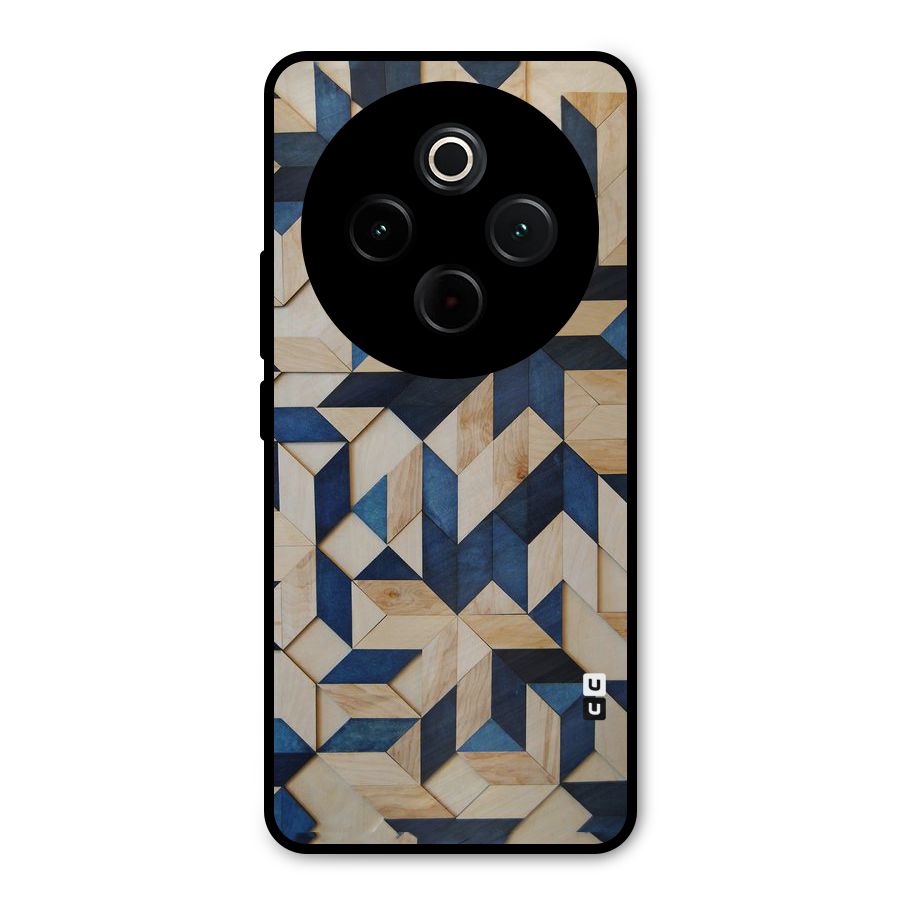Disorted Wood Blue Metal Back Case for Vivo T4