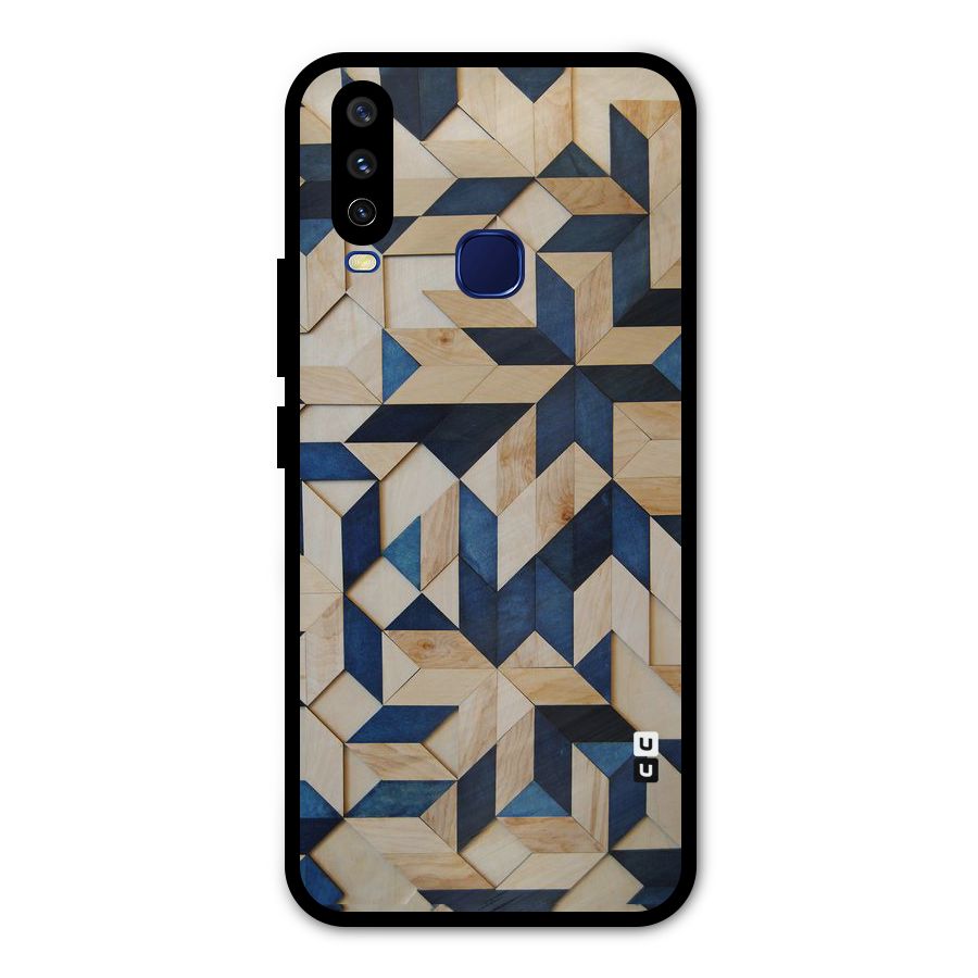 Disorted Wood Blue Metal Back Case for Vivo V17