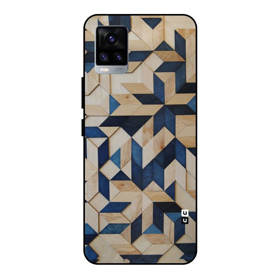 Disorted Wood Blue Metal Back Case for Vivo V20 2021