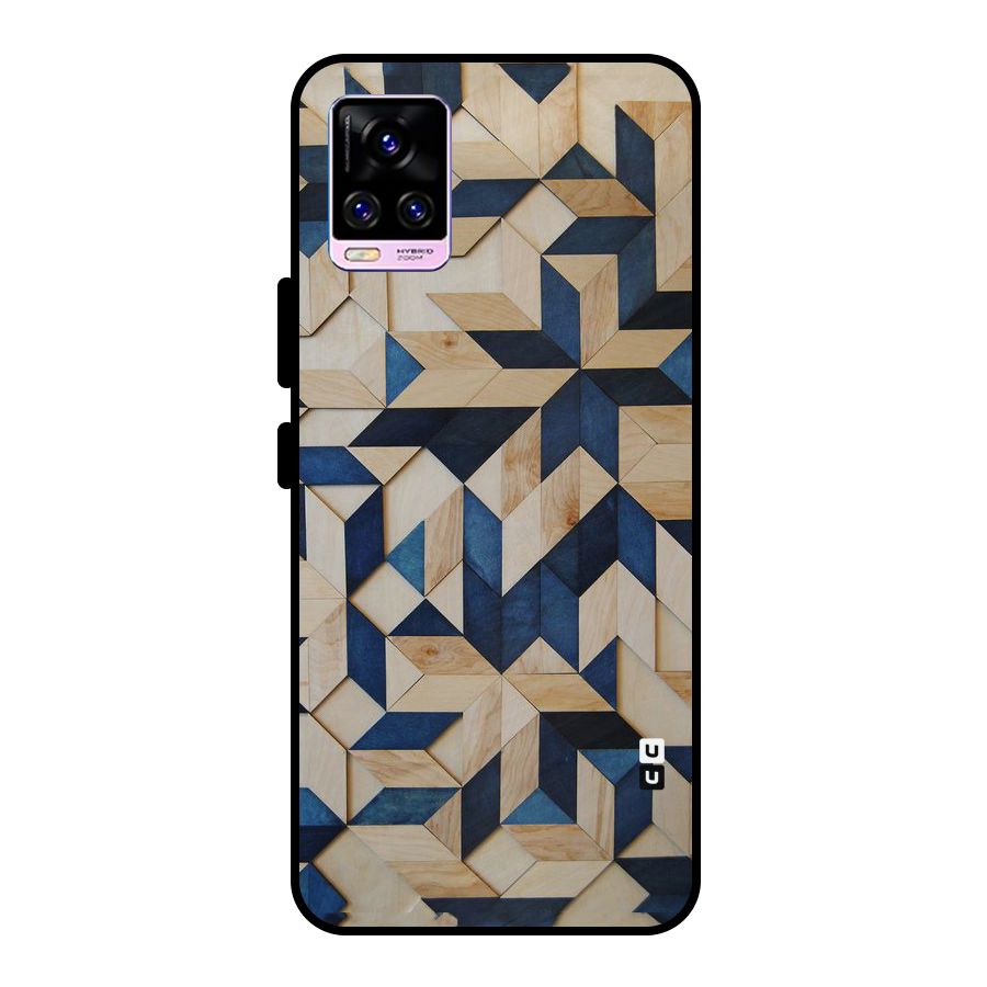 Disorted Wood Blue Metal Back Case for Vivo V20 Pro
