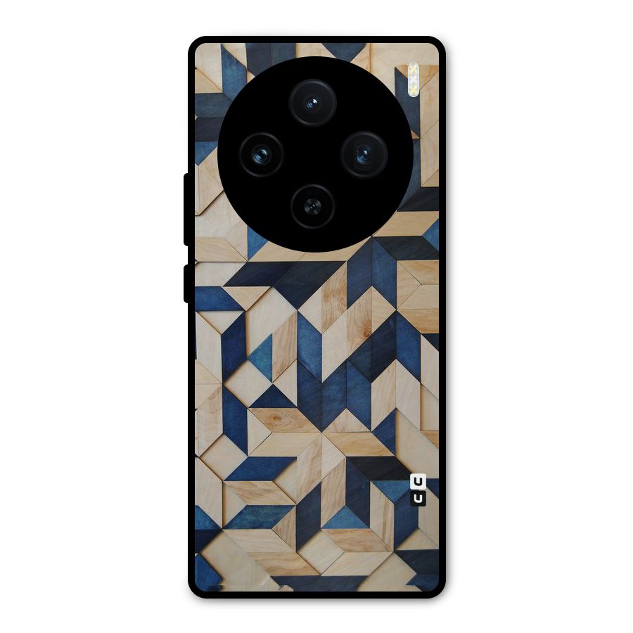 Disorted Wood Blue Metal Back Case for Vivo X100