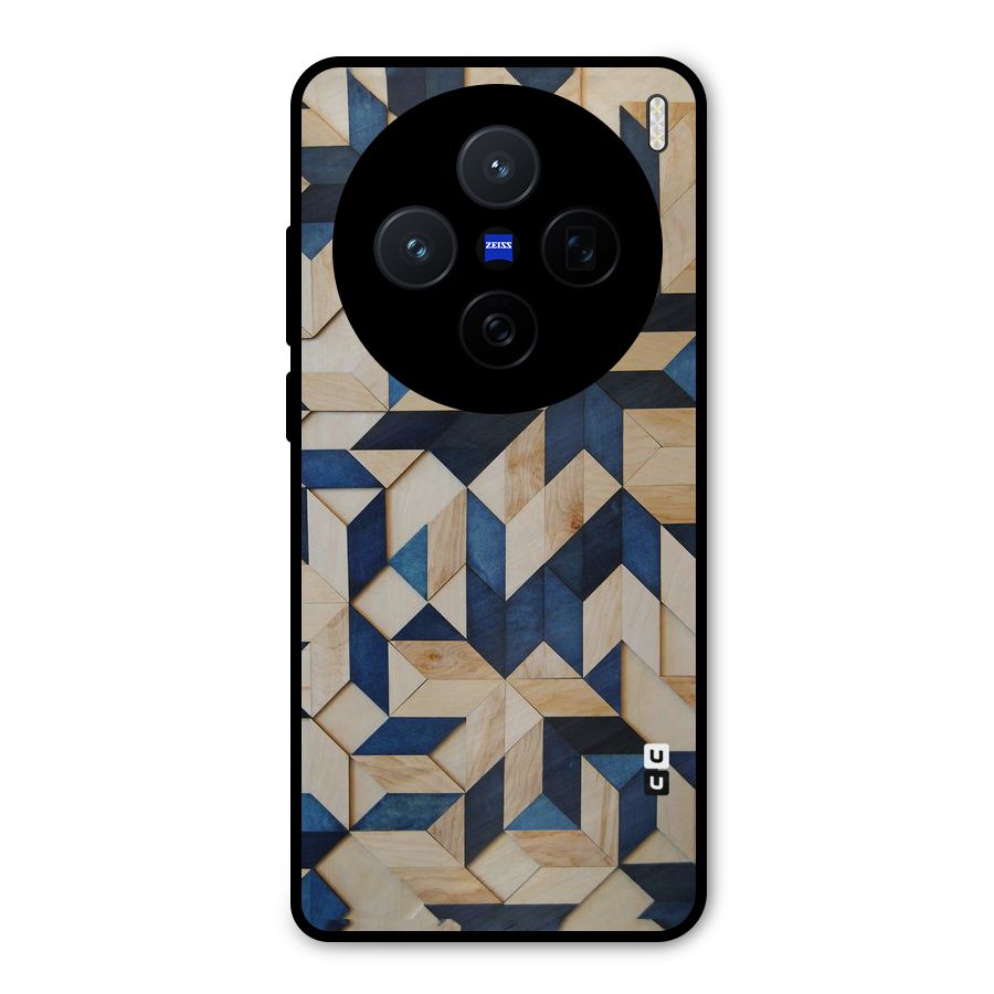 Disorted Wood Blue Metal Back Case for Vivo X200