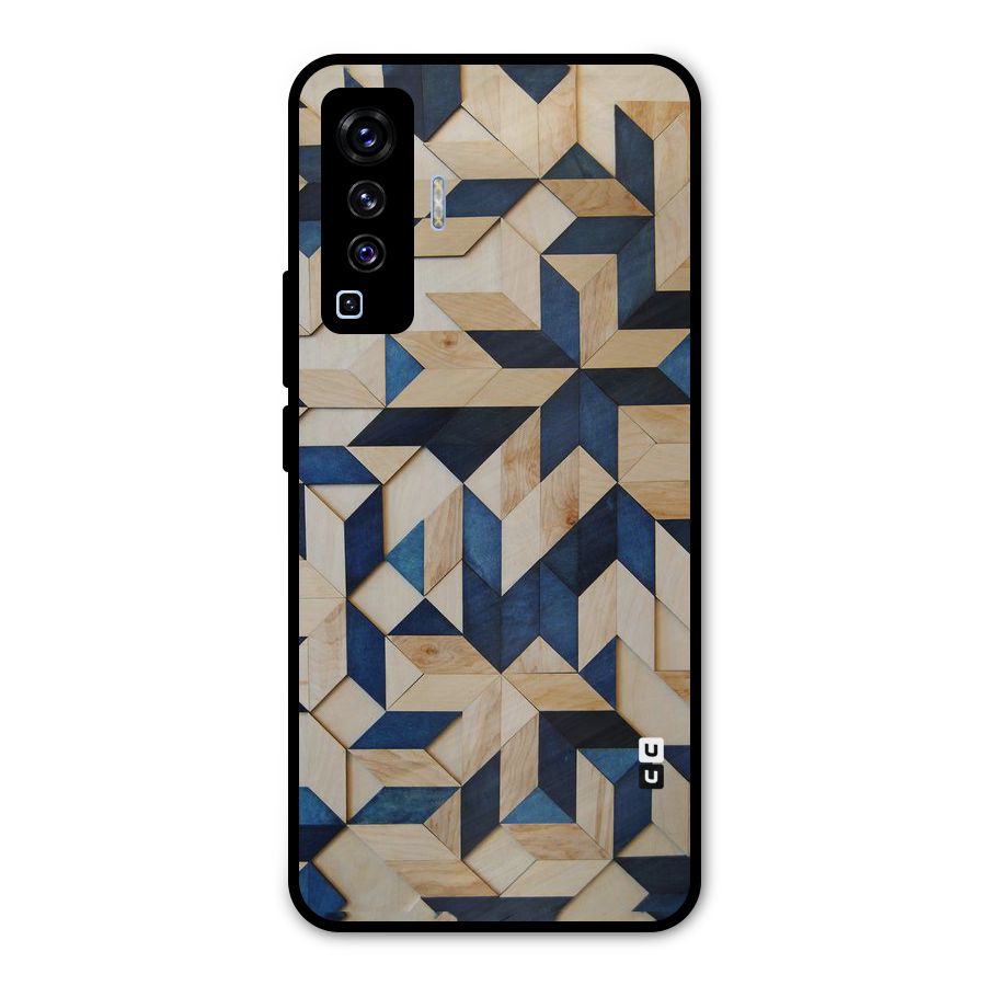 Disorted Wood Blue Metal Back Case for Vivo X50
