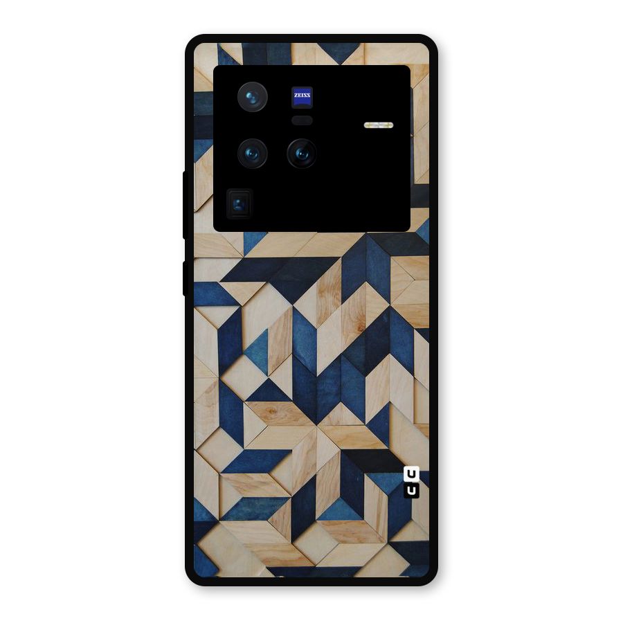 Disorted Wood Blue Metal Back Case for Vivo X80 Pro