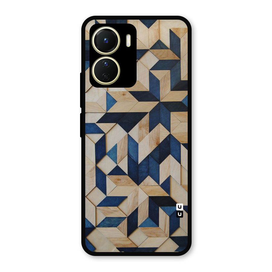 Disorted Wood Blue Metal Back Case for Vivo Y16