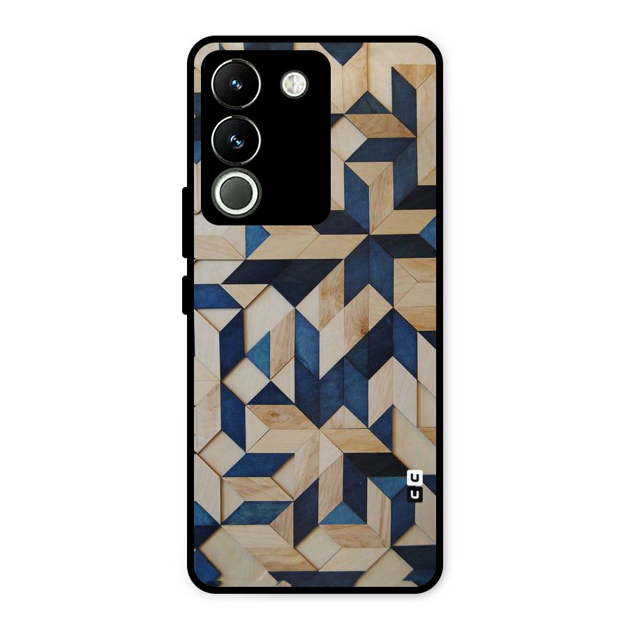 Disorted Wood Blue Metal Back Case for Vivo Y200