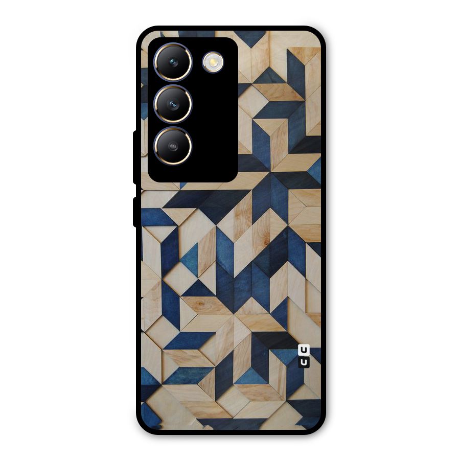Disorted Wood Blue Metal Back Case for Vivo Y200e