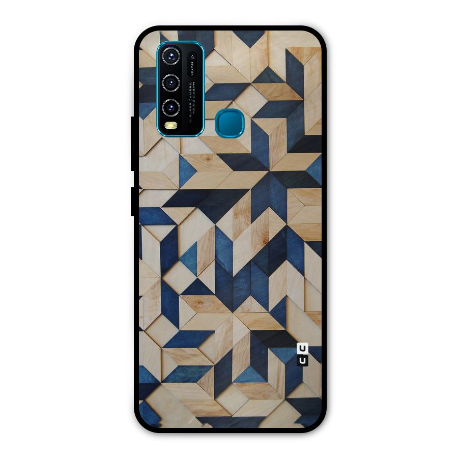 Disorted Wood Blue Metal Back Case for Vivo Y50
