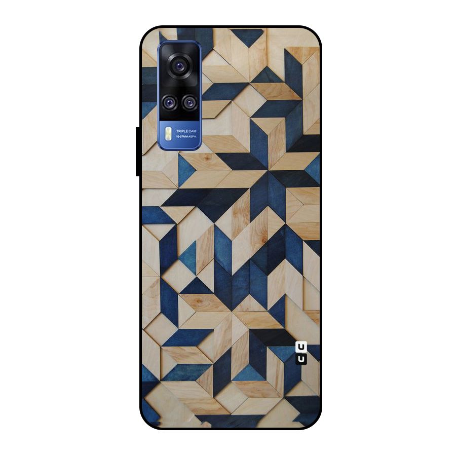 Disorted Wood Blue Metal Back Case for Vivo Y51
