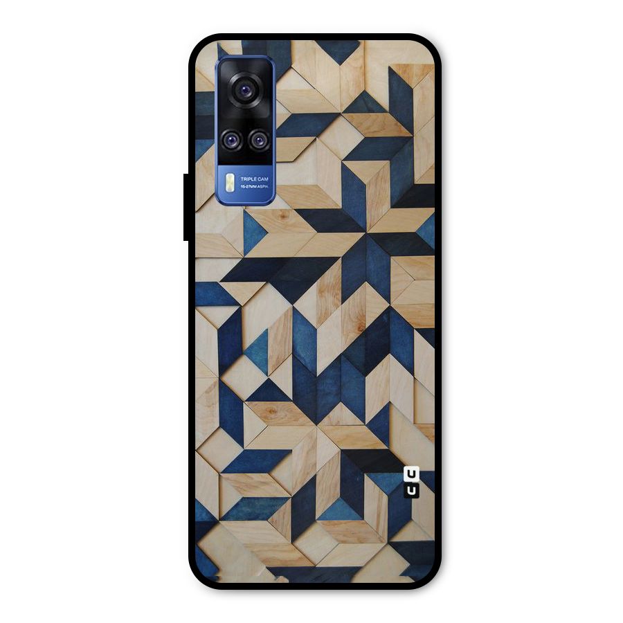 Disorted Wood Blue Metal Back Case for Vivo Y51A