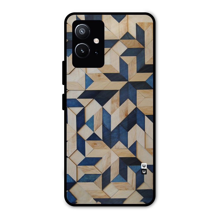 Disorted Wood Blue Metal Back Case for Vivo Y75 5G