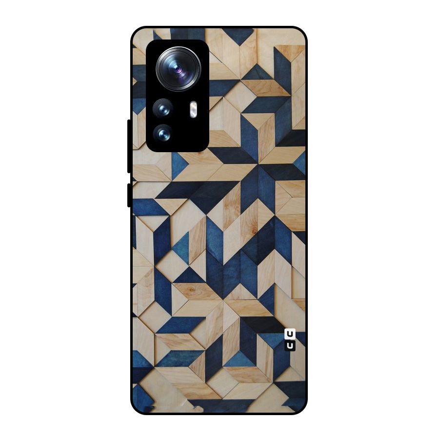 Disorted Wood Blue Metal Back Case for Xiaomi 12 Pro