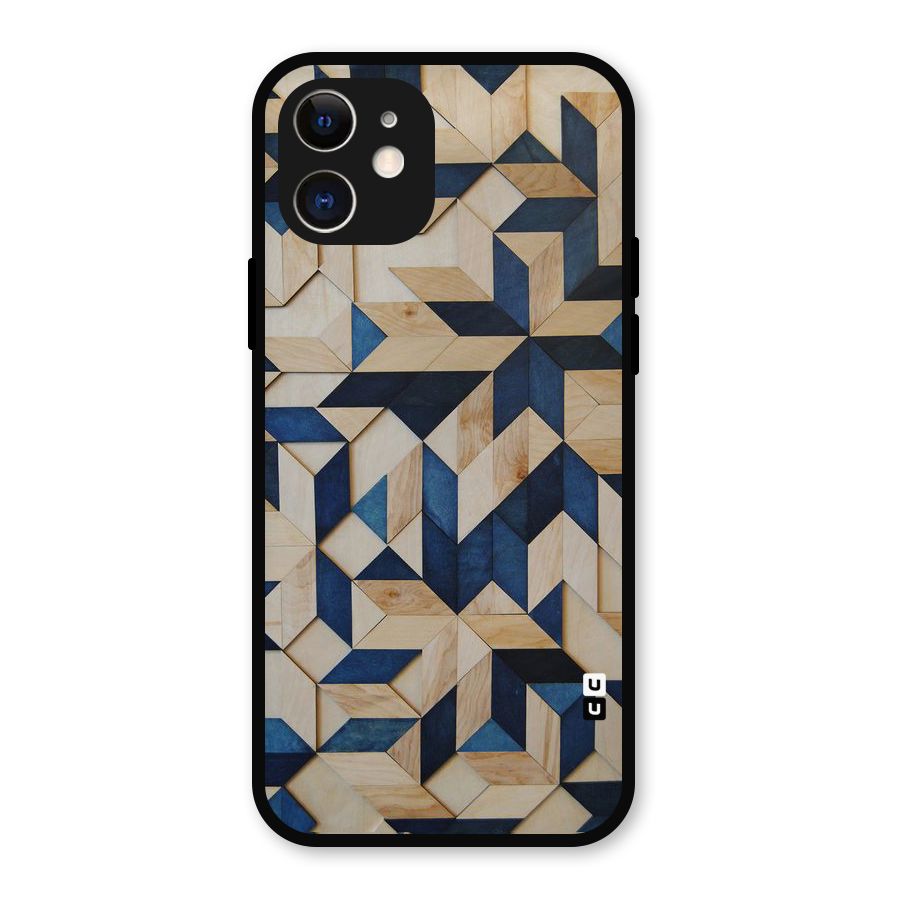 Disorted Wood Blue Metal Back Case for iPhone 12
