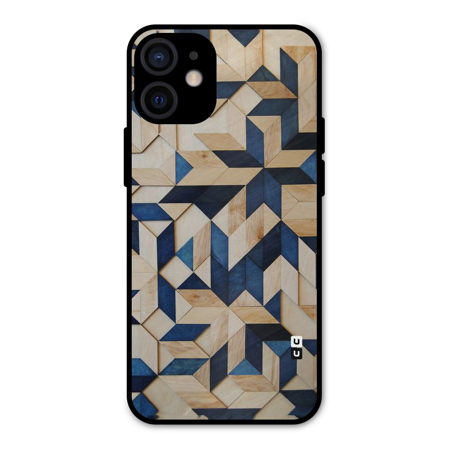 Disorted Wood Blue Metal Back Case for iPhone 12 Mini